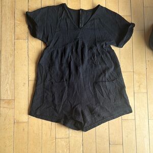 Black V-Neck Women's Top